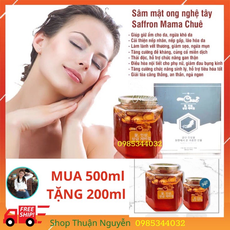 (1 hũ 500ml) Sâm Mật Ong Saffron Mamachue Tặng 1 hũ 200ml⚡️Hỗ trợ Gan thận⚡️Làm lành vết thương⚡️Tăng sức đề kháng⚡️