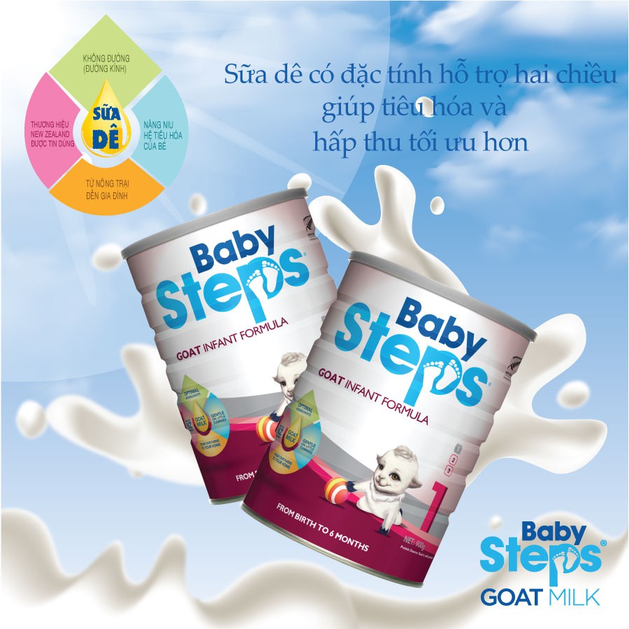 Sữa Dê Công thức Baby Steps Số 1 Goat Infant Formula 900gr