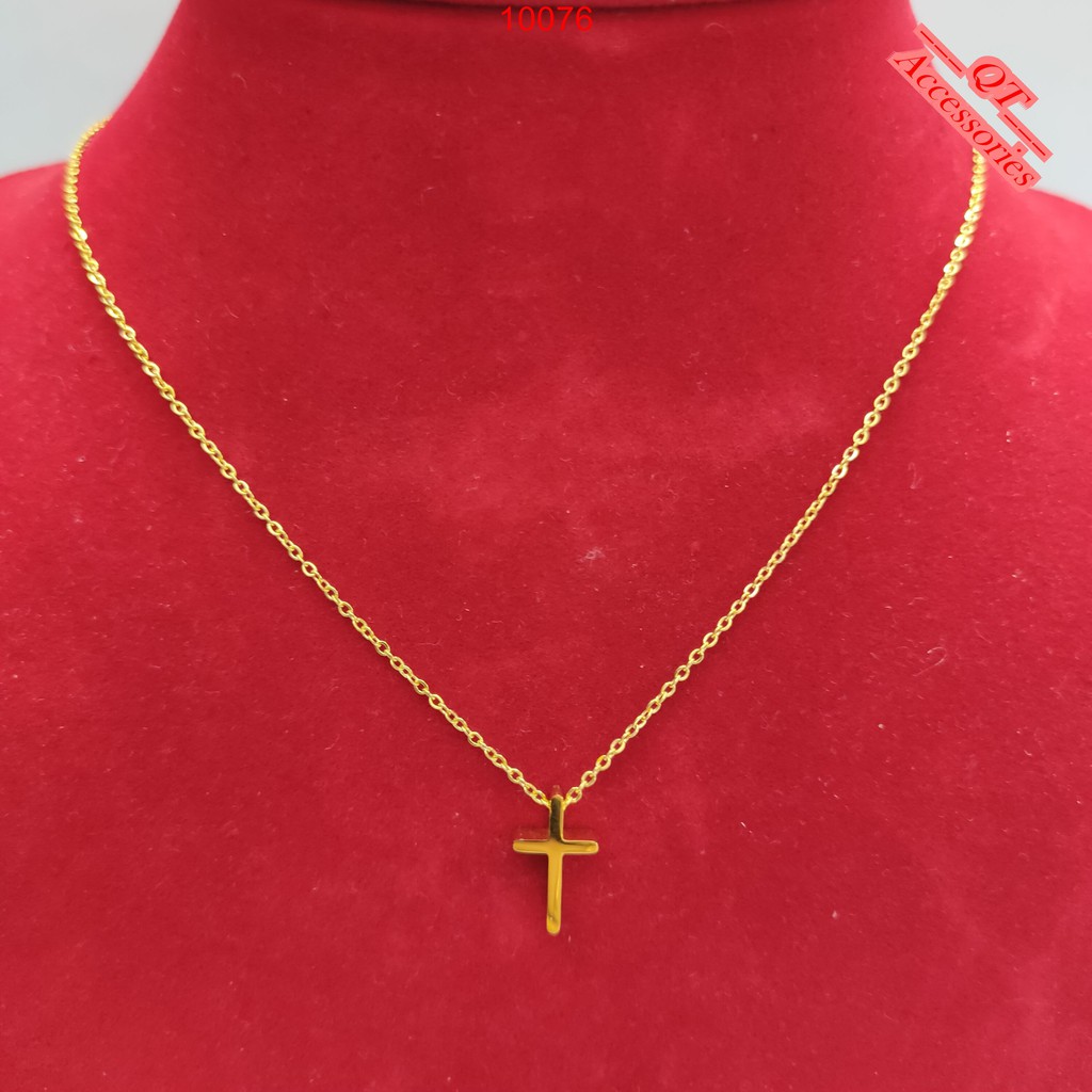 Dây chuyền titan mạ vàng 99k mặt chữ thập siêu bền màu