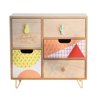 Tủ mini bằng gỗ 5 ngăn kéo Decor đựng đồ trang điểm, trang sức, đựng đồ đa năng