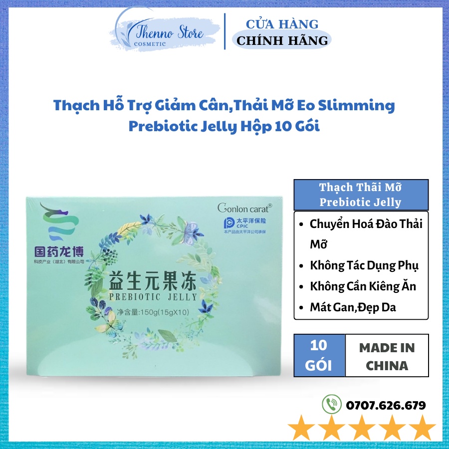 Thạch Hỗ Trợ Giảm Cân,Thải Mỡ Eo Slimming Prebiotic Jelly Hộp 10 Gói