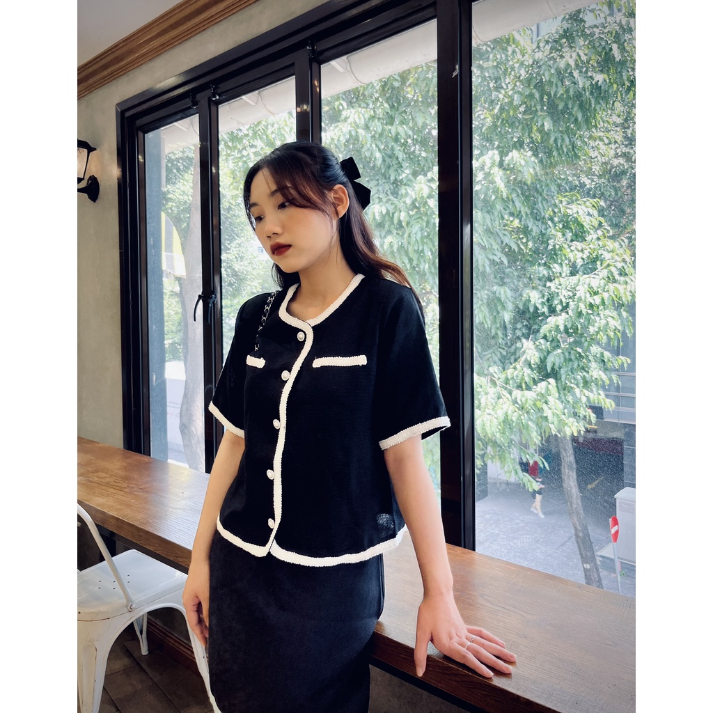 (HÀNG SẴN - HÌNH THẬT) Set áo có độn vai kèm chân váy form chuẩn