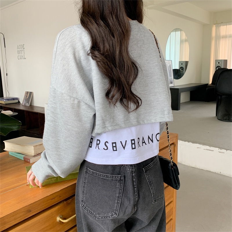 SUXI Áo Thun Dài Tay Phối Màu Thời Trang Nữ Tính