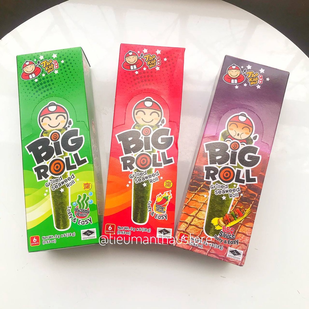 Snack rong biển cuộn tròn Big Roll Thái Lan, bim bim rong biển sấy giòn tẩm gia vị - Tiểu Màn Thầu Store