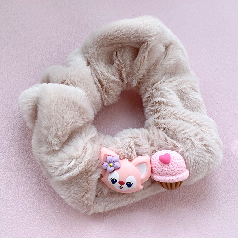 Dây Buộc Tóc Da Cáo Màu Hồng Dễ Thương Thời Trang Thu Đông Cho Nữ