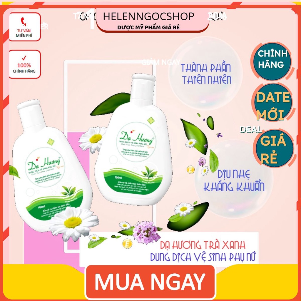 VỆ SINH PHỤ NỮ DẠ HƯƠNG TRÀ XANH 120ML CÓ VÒI CHÍNH HÃNG