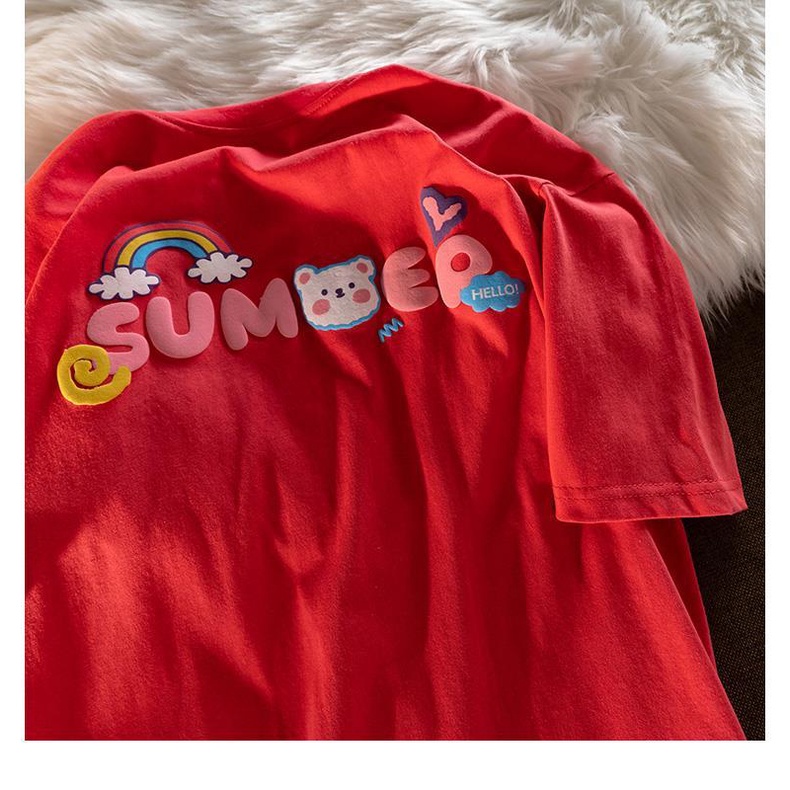 Áo thun tay ngắn cổ tròn vải cotton màu sắc thời trang dành cho nam và nữ