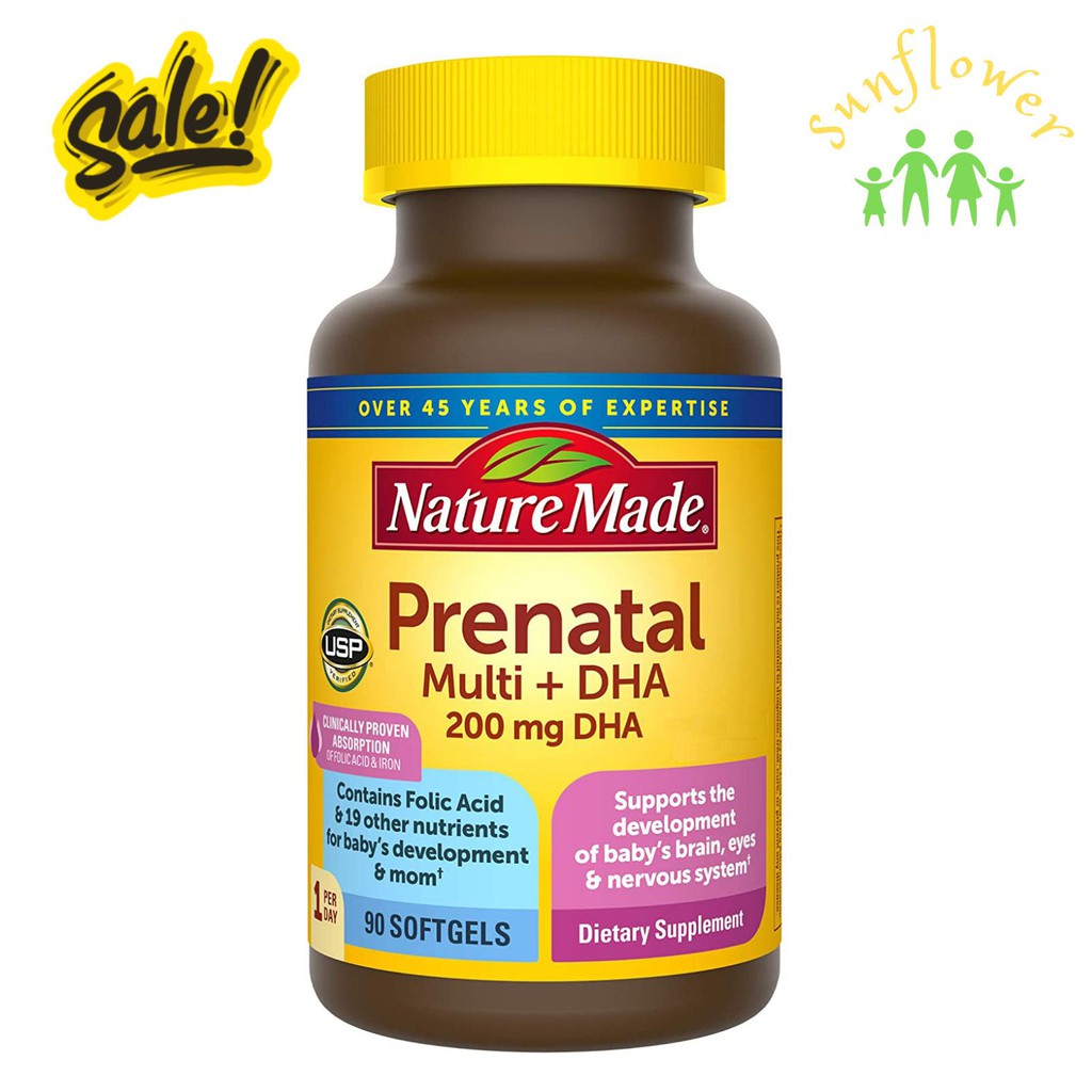 Vitamin tổng hợp Nature Made Prenatal Multi + DHA, Mỹ (150v) bổ sung dinh dưỡng, DHA cho mẹ bầu và sau sinh