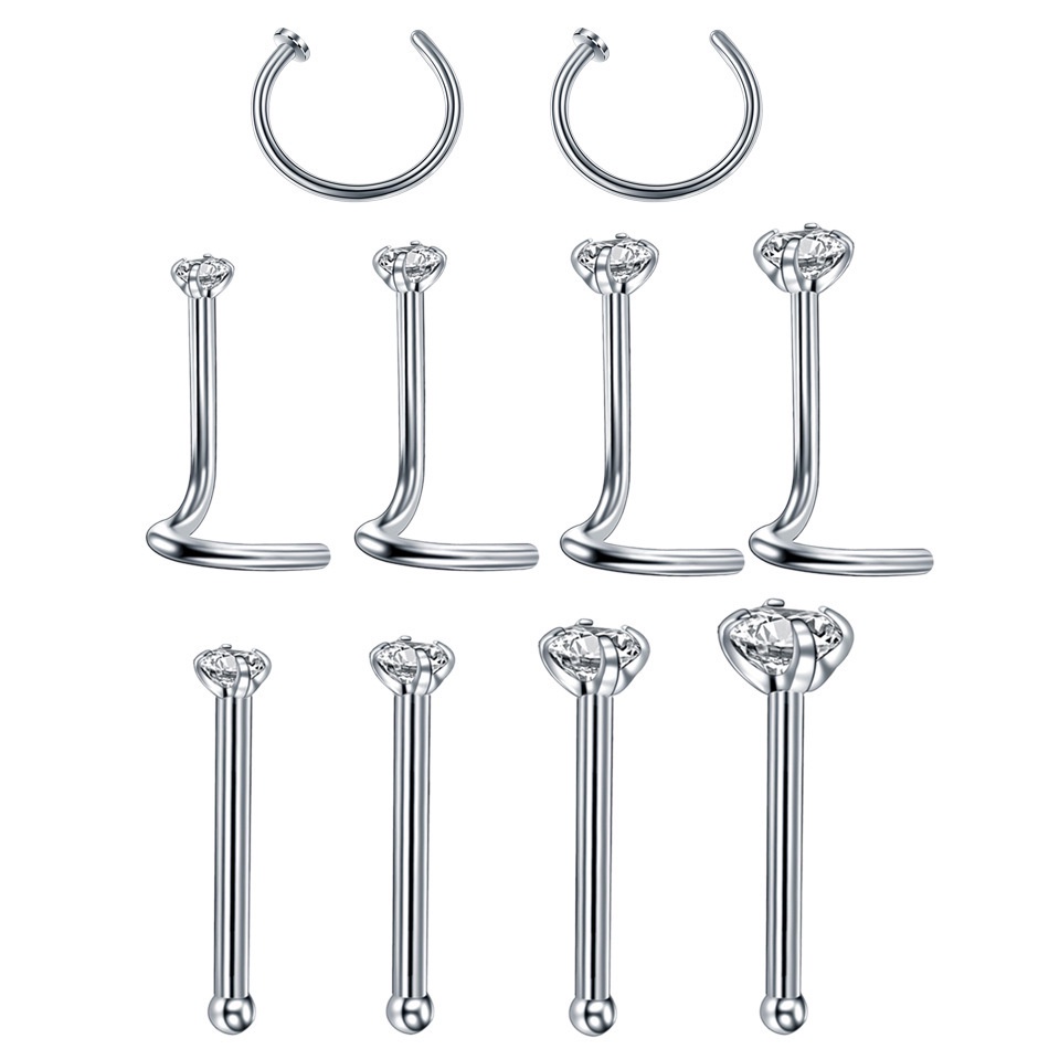Set 4/6/10 Khuyên Mũi Thép Không Gỉ Cá Tính Thời Trang