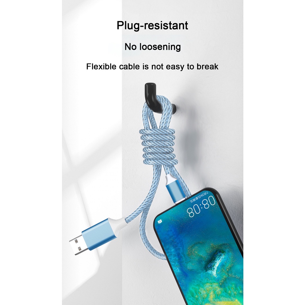 Cáp Sạc Nhanh Usb Type C/Micro/IPCó Đèn Led Phát Sáng Dài 1m