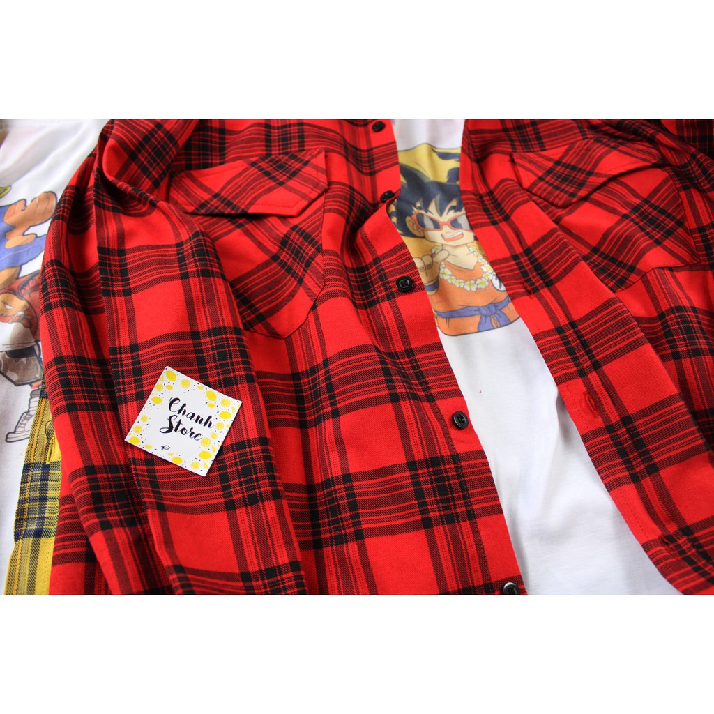Áo sơ mi Flannel - Kẻ đỏ - Kẻ vàng | BigBuy360 - bigbuy360.vn