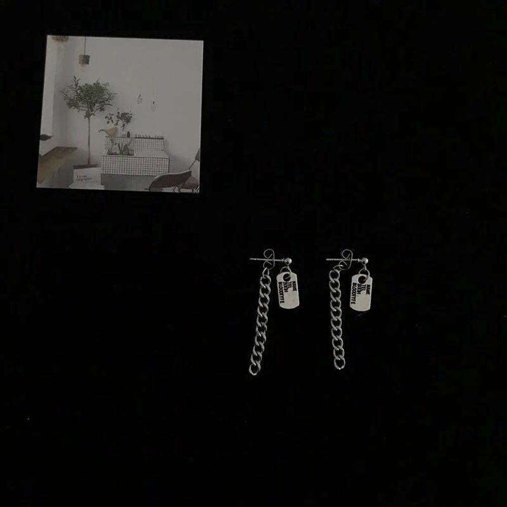 Khuyên tai kim loại dáng dài thiết kế đơn giản cá tính cho cả nam và nữ