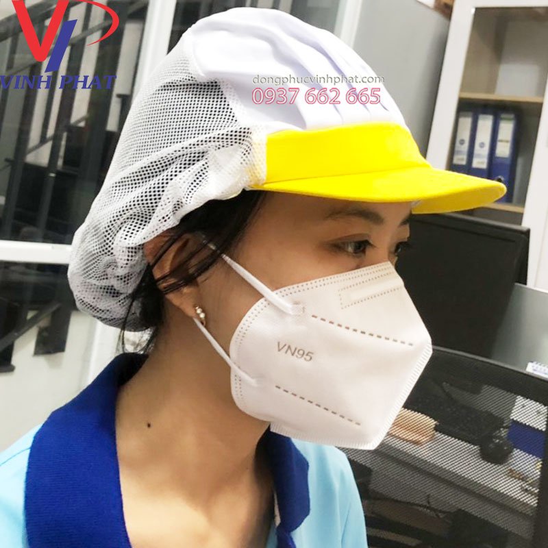 Nón Vải Lưới Đủ Màu Sắc Trùm Tóc Công Nhân Sản Xuất Thực Phẩm, Thuỷ Sản   - Hình thật, có sẵn.