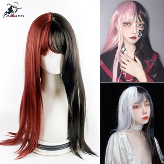Tóc Giả Thẳng Dài Hai Màu Hóa Trang Halloween