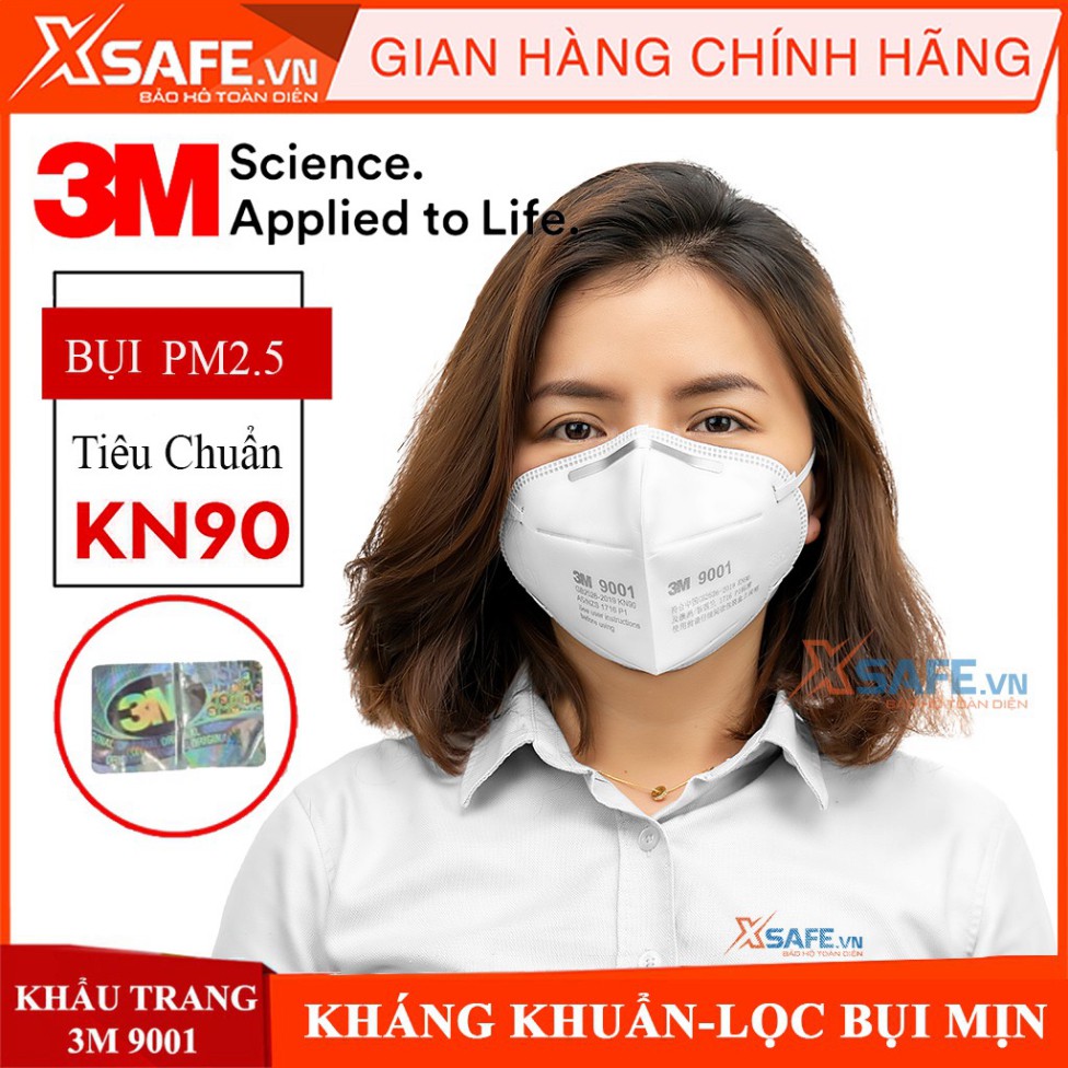 [G032] Khẩu trang chống bụi mịn 3M 9001A khẩu trang lọc bụi PM2.5 cơ chế lọc vải không dệt cùng màng lọc tĩnh điện S029