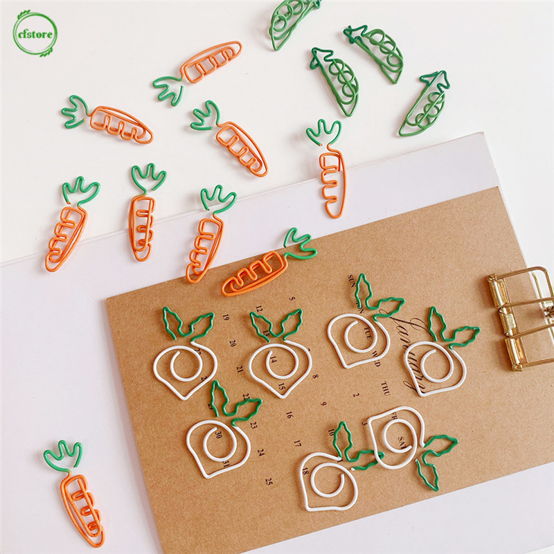 CF Carrot Shaped Metal Paper Clip Kawaii Bookmark Colour Vegetables Creative Cute Cartoon Office Student Supplies