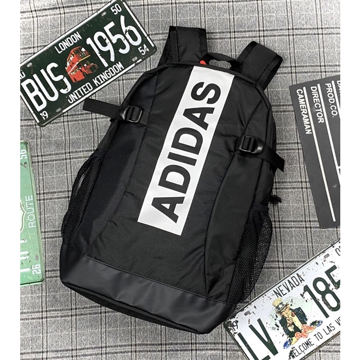 Ba Lô Thể Thao Nam ADIDAS Màu Đen Viền Chữ Trắng Có Vách Ngăn Đựng Laptop - Chất Liệu Polyester Chống Thấm Nước MR BEAN