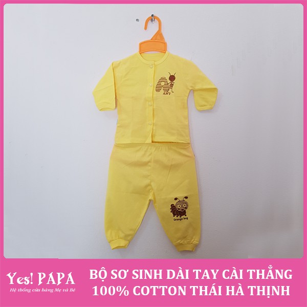 Bộ sơ sinh dài tay cài thẳng 100% cotton Thái Hà Thịnh