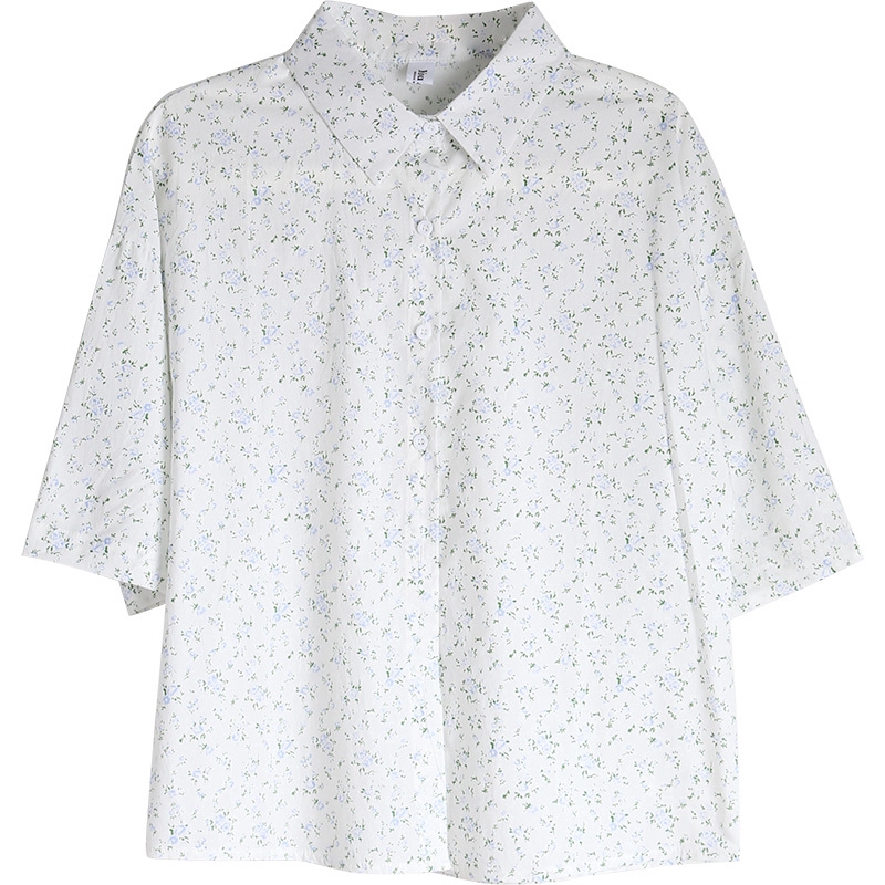 Áo kiểu tay ngắn in hoa thời trang cổ điển