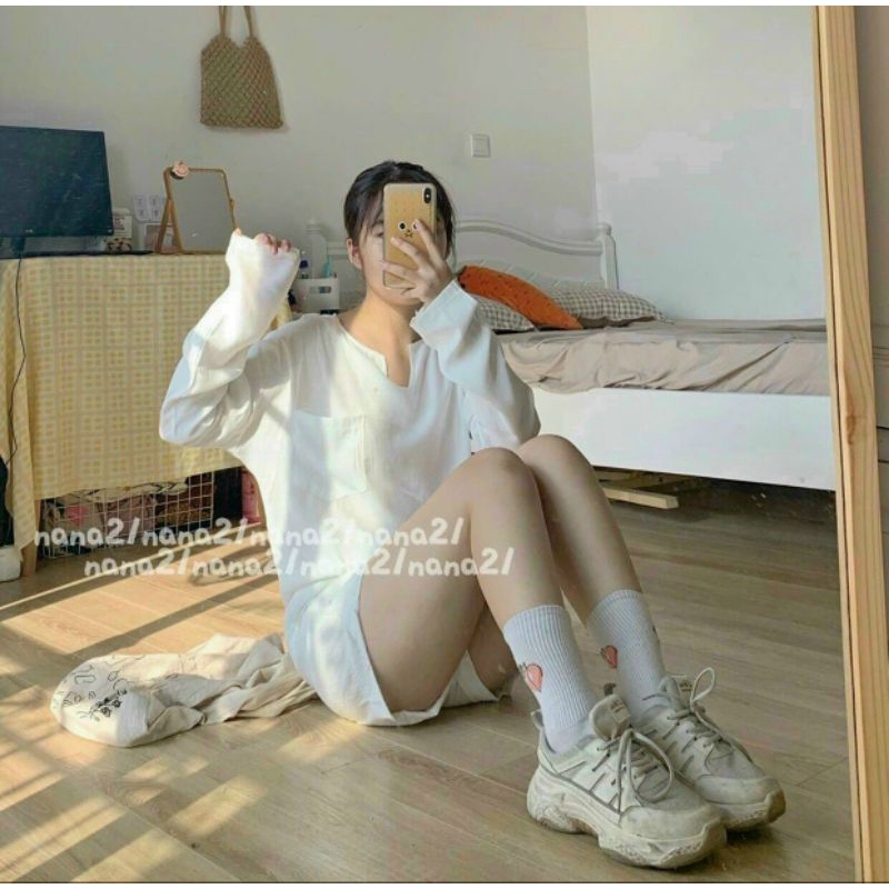 SÉT NỮ TRẮNG QUẦN ĐÙI TAY DÀI MÀU TƯơI SÁNG SANG CHẢNH #SÉT_NỮ