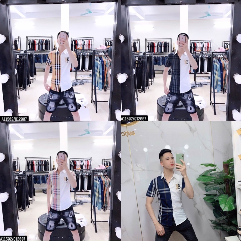 Áo sơ mi pha kẻ bbr hàng cao cấp
