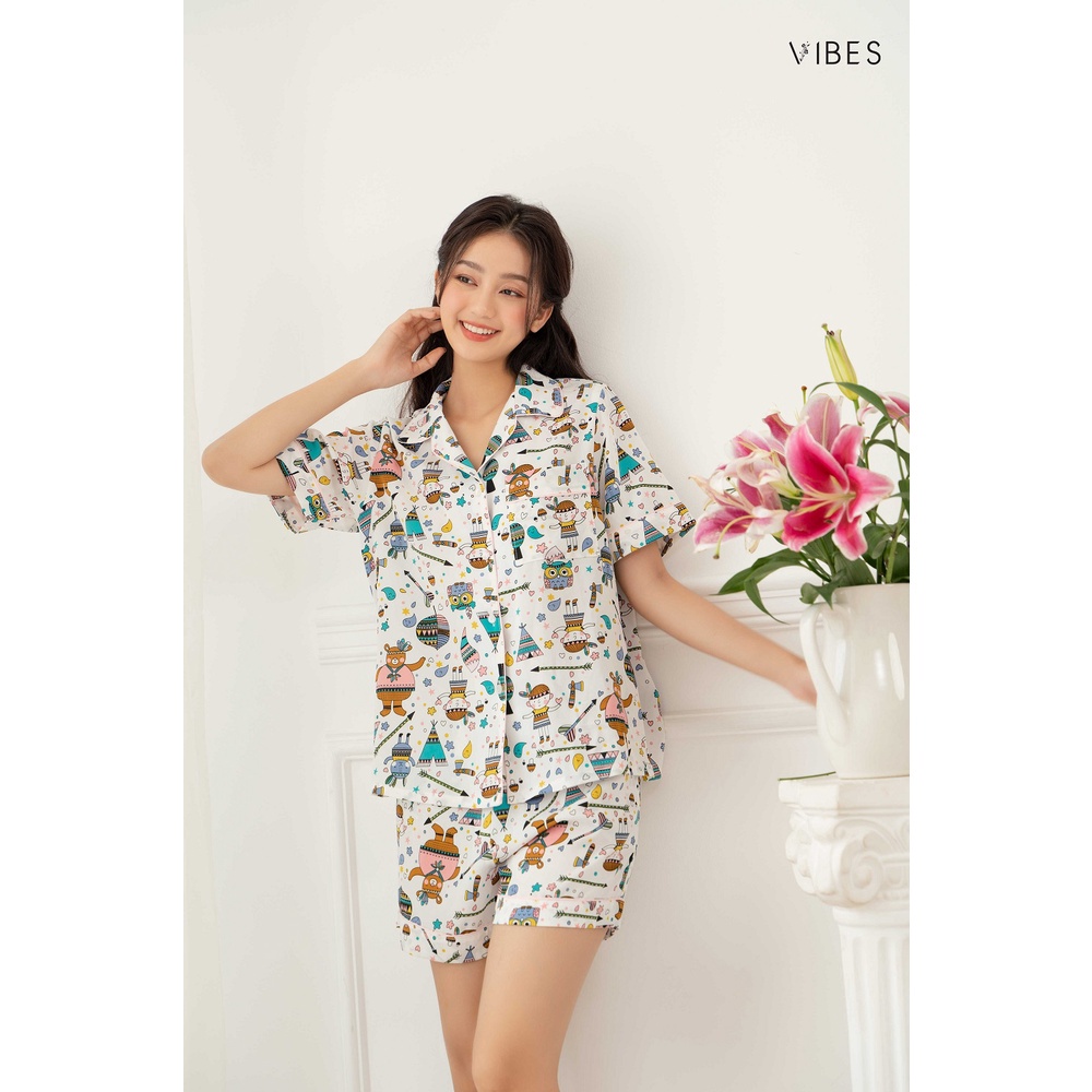 VIBES Đồ Bộ Pijama Mặc Nhà Owl White Py Set
