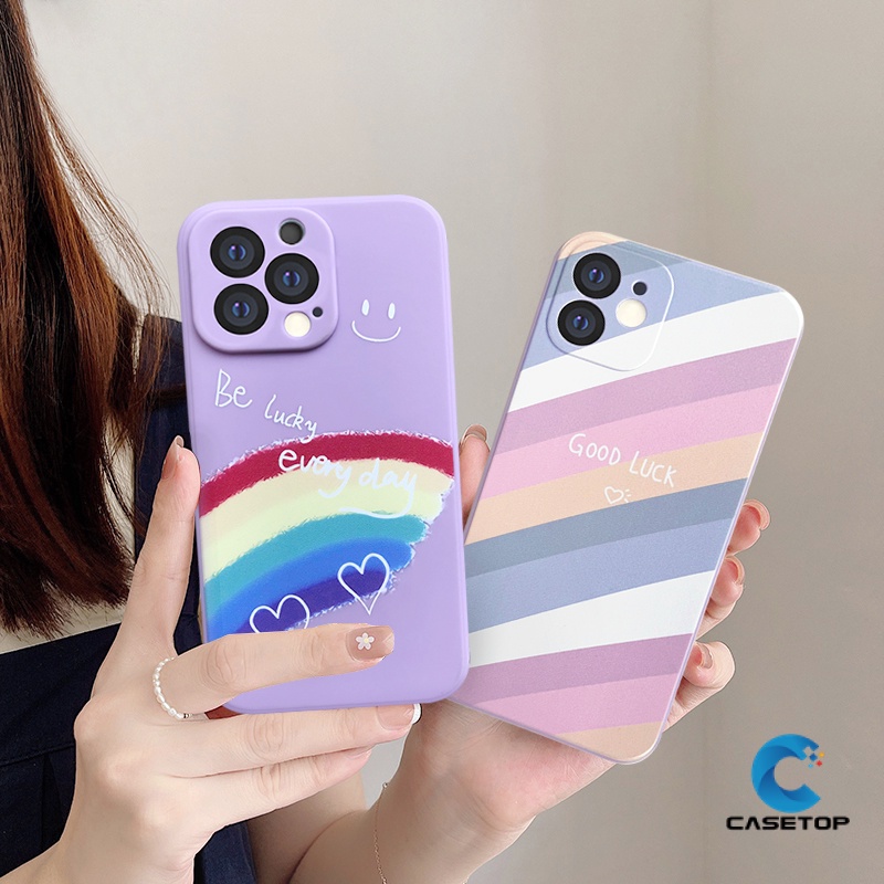 Ốp điện thoại TPU mềm màu cầu vồng xinh xắn thích hợp cho iphone 7plus 11 12 13promax x xr xs max 6 6s 7 8 plus se2020