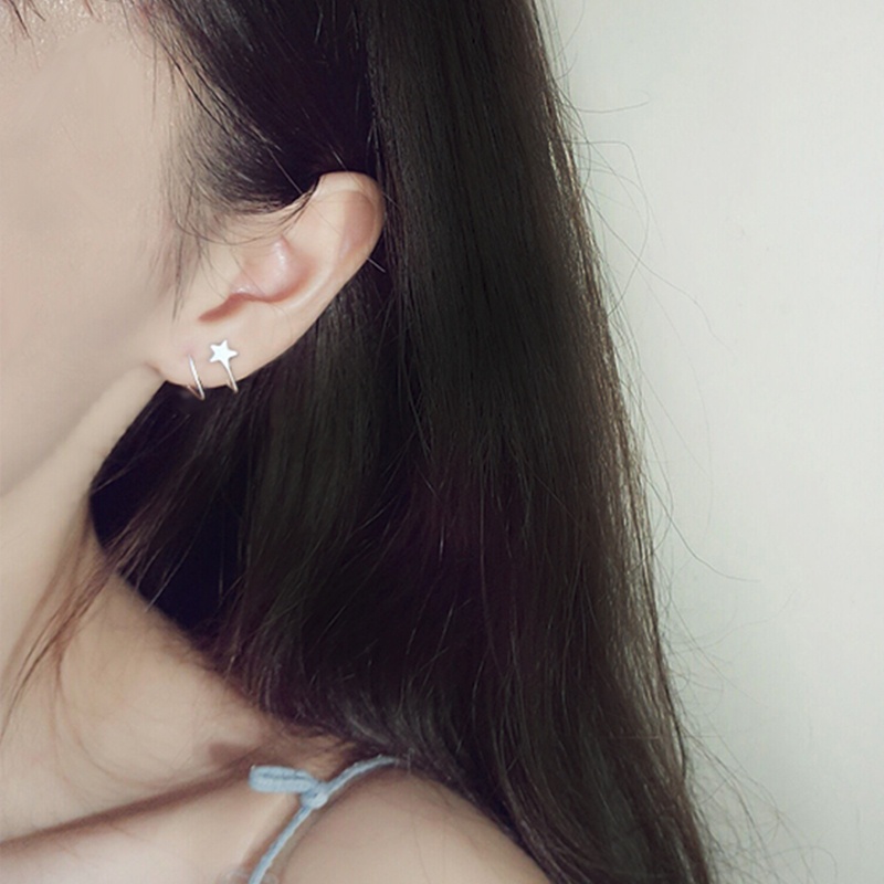 Bông tai bạc nữ dạng móc ánh sáng ngôi sao DaLiA Jewelry khuyên tai bạc cá tính