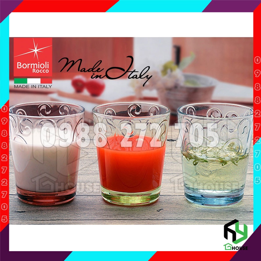 Ly uống nước dễ thương bằng thủy tinh Naos 295ml - màu hồng - Bormioli Rocco