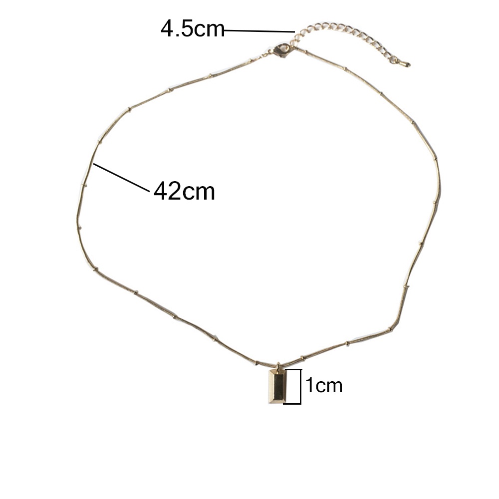 Vòng cổ Kim Loại Mạ Vàng Mặt Hình Chữ Nhật Ngắn