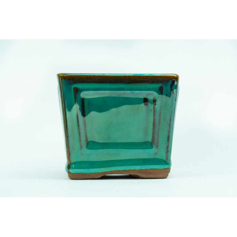 Chậu sứ Bát Tràng trồng sen đá, xương rồng, cẩm nhung, cây mini - Chậu vuông vát hỏa biến