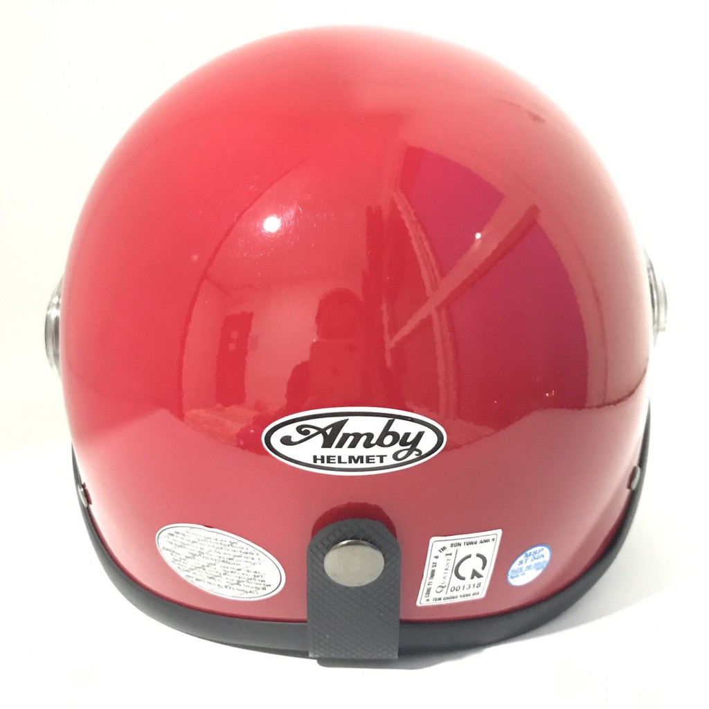 Mũ bảo hiểm nửa đầu - Kính trong - Đẹp đốn tim - Amby Helmet - Đỏ đô bóng