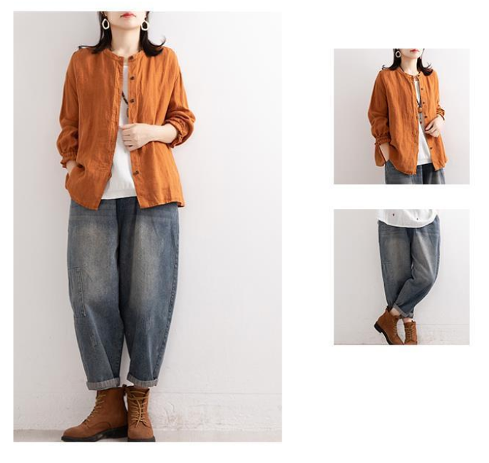 Áo Kiểu Tay Dài Cổ Tròn Dáng Rộng Phong Cách Retro | BigBuy360 - bigbuy360.vn