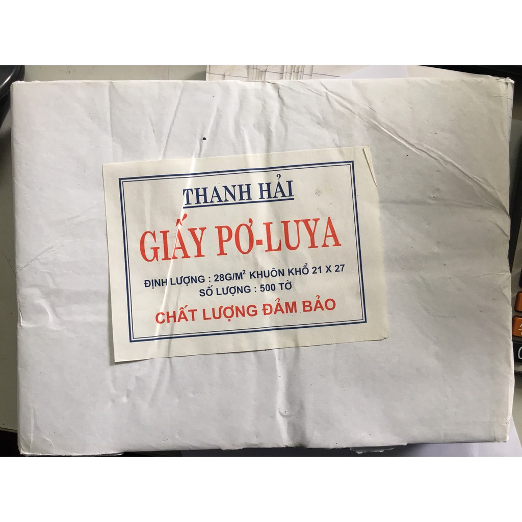 Giấy Pơluya (Pelure) tập 500 tờ kích thước 21x27cm ( Chống hút ẩm, Dán niêm phong )