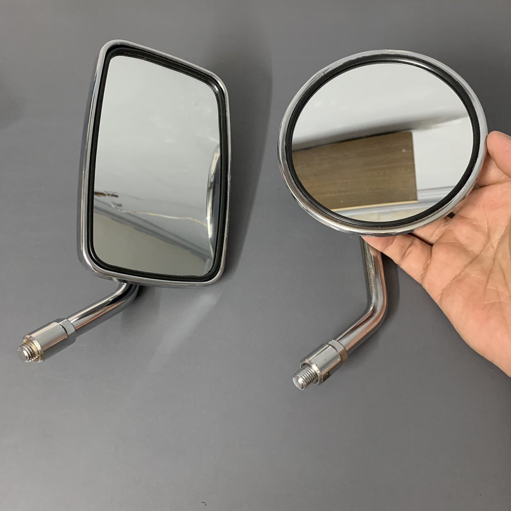 Kính chiếu hậu kiểu Moto si inox, sáng bóng - bền chắc, chân 10 ly, phù hợp mọi dòng xe  - KT Shop