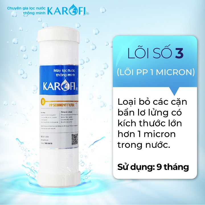 Combo 8 lõi lọc nước RO Karofi (Lõi 1-2-3, Filmtec, T33 GAC, khoáng đá, ORP alkaline, hồng ngoại)