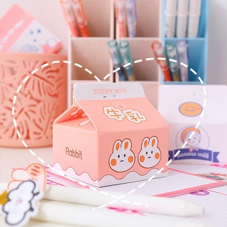 Ins creative milk box note book girl student's take out box post it note paper set