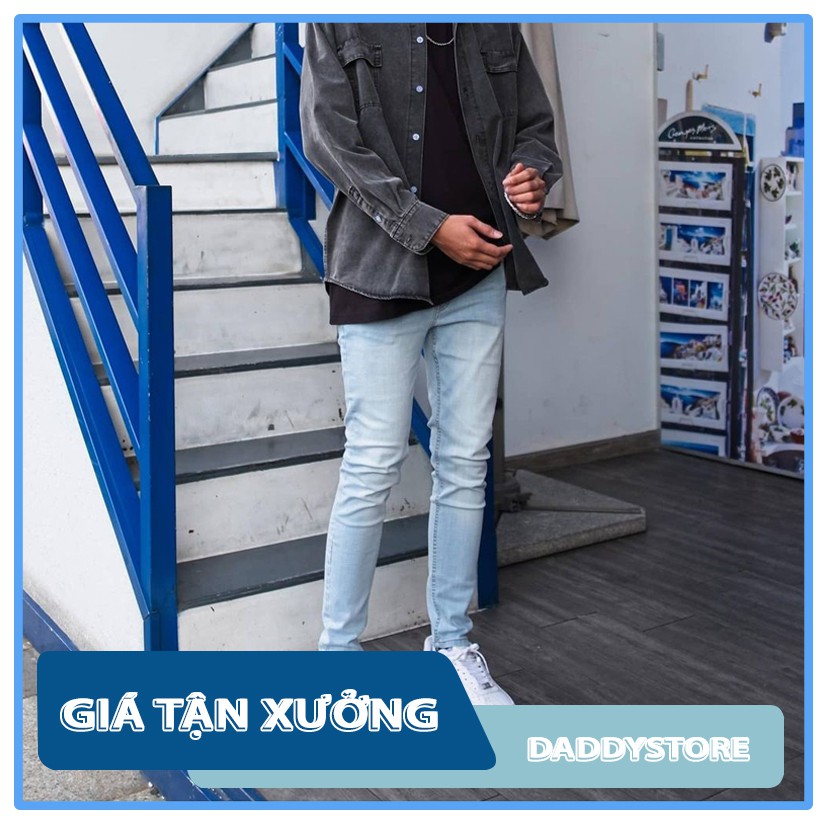 Quần jean nam xanh nhạt ✅ Quần jean xanh nam ✅ Dáng skinny Daddystore