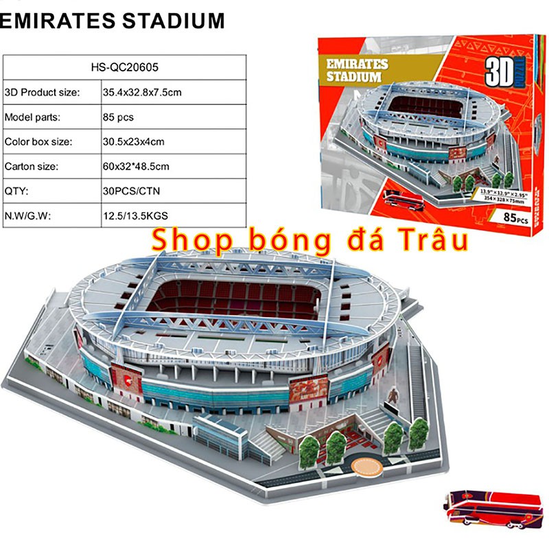 Mô hình sân vân động - các câu lạc bộ bóng đá Manchester, Arsenal, Chelsea, Barca, Real, Liverpool - Trâu shop