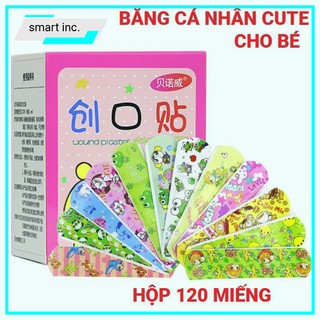 Băng Cá Nhân Cute Hộp 120 Miếng 🚀FREESHIP🚀 Băng Gâu Dán Vết Thương Plaster Băng Keo Cá Nhân Hình Thú Cho Bé Gia Đình