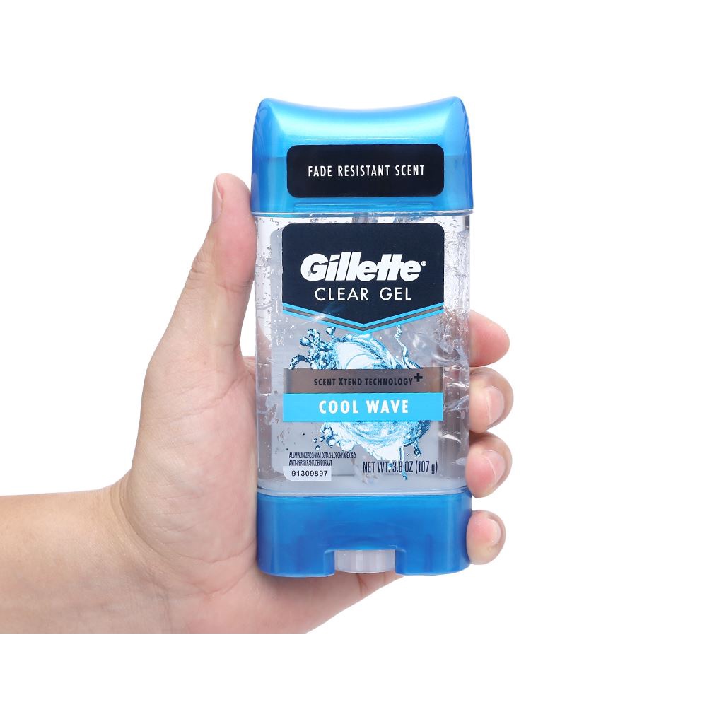 Lăn Khử Mùi Gillette Clear Gel 107g 72H Cool Wave anti white mark Phiên bản mới