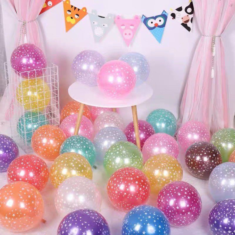 Set 50 Quả Bóng Trong Suốt In Hình Ngôi Sao Trang Trí Sinh Nhật Cho Bé Trai Bé Gái Người Lớn - K140