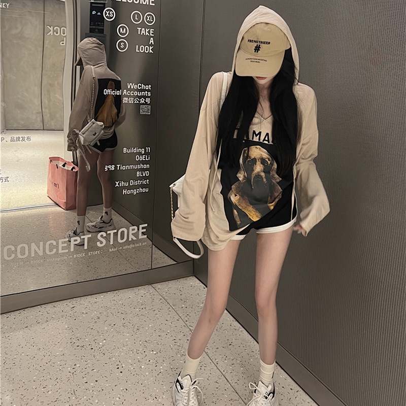 Áo Hoodie Chống Nắng Form Rộng In Họa Tiết Thời Trang Mùa Hè