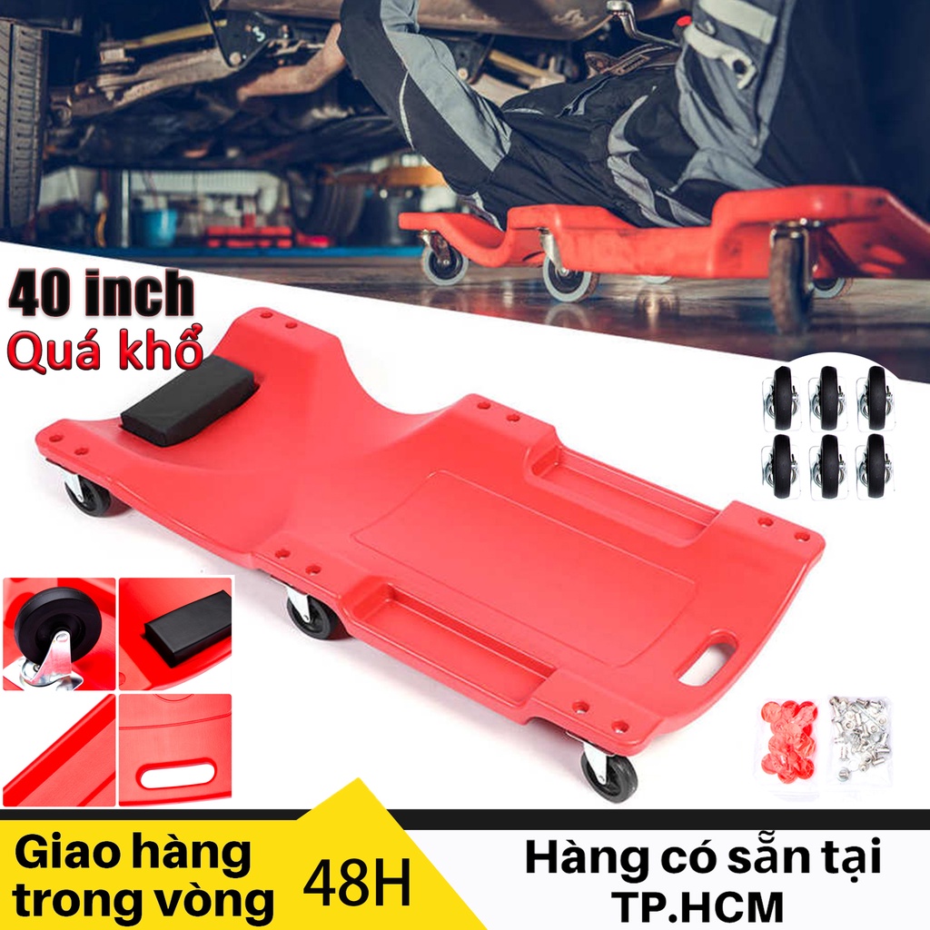 40inch Bàn nằm sửa chữa gầm xe ô tô bàn chui gầm ô tô phụ kiện dành cho mọi loại xe ô tô, màu đỏ