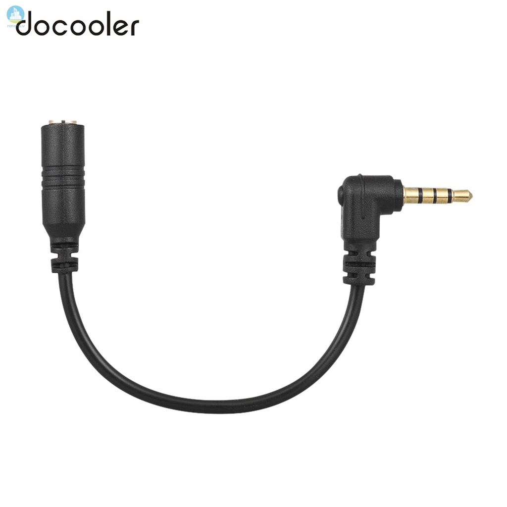 MI   Docooler EY-S04 3.5mm 3 Pole TRS Female to 4 Pole TRRS Male 90 Degree Right Angled Microphone Adapter Cable Audio Stereo Mic Converter for iPad    Smartphone