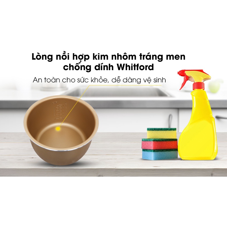 Nồi cơm nắp gài Sunhouse 1 lít SHD8208C- hàng trưng bày 95% -Số người ăn 2 - 4