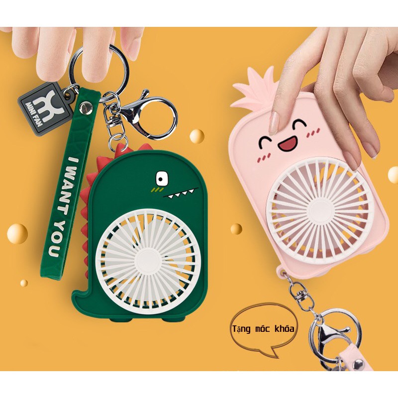 Quạt mini cầm tay tích điện lâu khủng long, quạt mini để bàn hình cute dễ thương COLLEN | BigBuy360 - bigbuy360.vn