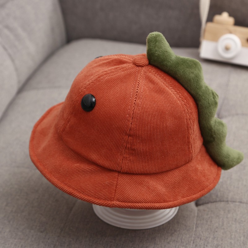 Mũ vành thiết kế vải nhung mềm mại dày dặn kiểu khủng long đáng yêu phong cách Hàn Quốc cho bé trai bé gái 6 -18 tháng