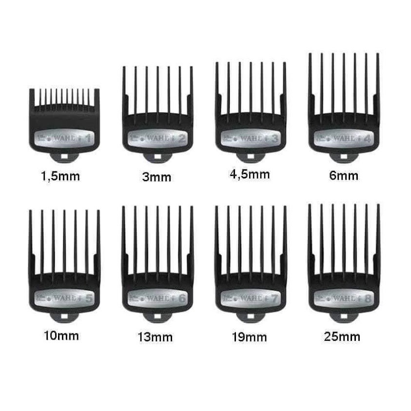 Bộ cữ gá thép tông đơ wahl  8184 8 Cái Từ Cữ 1,5mm đến 25mm