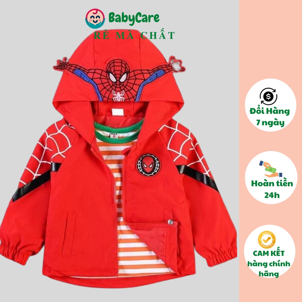 Áo khoác trẻ em  Áo khoác gió 2 lớp lót nỉ ấm cho bé hình siêu nhân nhện dáng suôngcực ngầu, siêu đẹp (AKZ04)